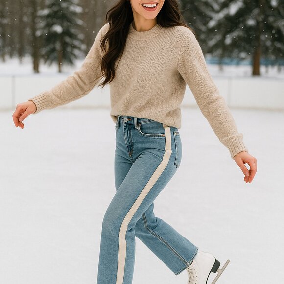 Veronica Beard Jeans - Light Wash Kick Flare Jeans w/ Side Stripes - Picture 1 of 5